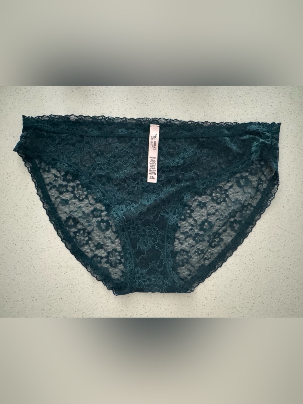 Victoria’s Secret Dark Green Lace Bikini Panty, L